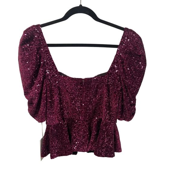 NWT Amanda Uprichard Natasha Top in Port Purple Sequin Embellished Womens Medium - Picture 7 of 8